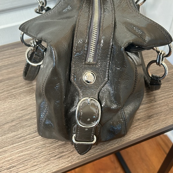 COACH MIA PATENT LEATHER SHINY HOBO SHOULDER BAG IN DARK GRAY - Picture 6 of 12